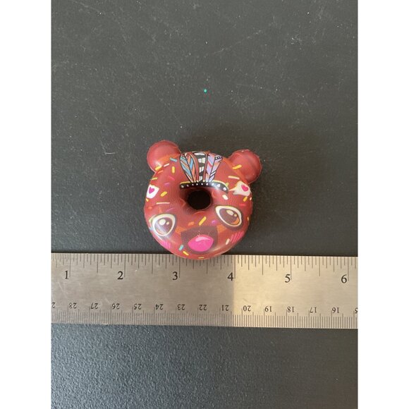 Mini Doll Donut Shaped Red Bear Decorative Squishy Toy Sprinkles - Picture 4 of 4